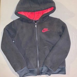 Nike dk grey fleece zip-up hooded sweatshirt